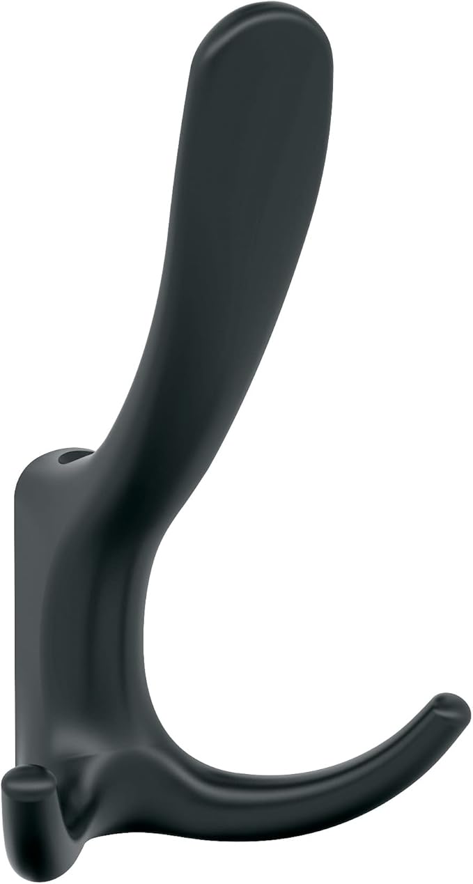 Amerock HBX37013MB | Finesse Triple Prong Decorative Wall Hook | Matte Black Hook for Coats, Hats, Backpacks, Bags | Hooks for Bathroom, Bedroom, Closet, Entryway, Laundry Room, Office