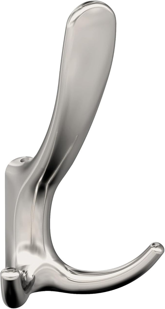 Amerock HBX37013PN | Finesse Triple Prong Decorative Wall Hook | Polished Nickel Hook for Coats, Hats, Backpacks, Bags | Hooks for Bathroom, Bedroom, Closet, Entryway, Laundry Room, Office