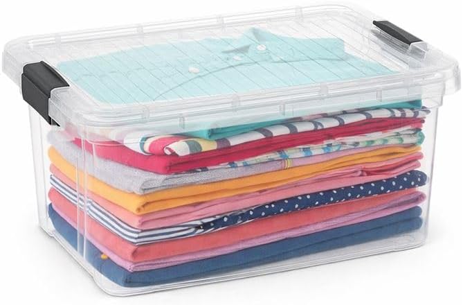 Superio Clear Storage Box with Lid, 11 Quart Plastic Container Bins for Organizing, Stackable Crates, BPA Free, Non Toxic, Odor Free, Organizers for Home, Office, School, and Dorm
