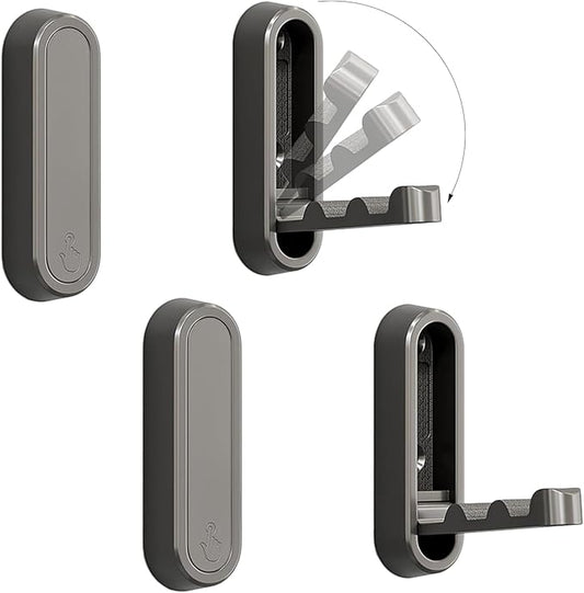4PCS Folding Coat Hooks, Heavy Duty Wall Hooks Made of Zinc Alloy, Foldable Wall Hooks for Hanging Coats, Scarves, Hats, Bathrobes, Keys, Bags (Gray)
