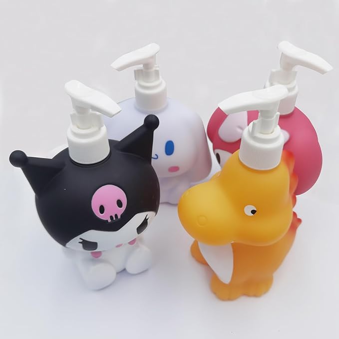 Cute Cartoon Dinosaur Hand Soap Pump Lotion, Hand Soap, Shampoo, Shower Gel Dispenser, Soap Dispenser Animal Shaped Liquid Bottles Kids Empty Press Type Shampoo Bottles (Yellow Dinosaur)