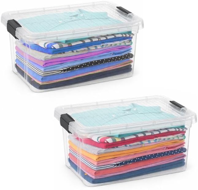 Superio Storage Bins with Lids - Clear Boxes for Organizing, Stackable Plastic Containers - BPA Free, Non-Toxic, Odor Free, Organizer for Home, Office, Dorm(2 Pack, 11 Qt)