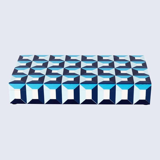 Handicrafts Home Large Decorative Storage Box 12x6– Coffee Table Organizer Box, Modern Home Décor Accent, Keepsake Memory Box, Jewelry Storage Box, Boho Decorative Box with Lid for Shelf, Mantle Decor