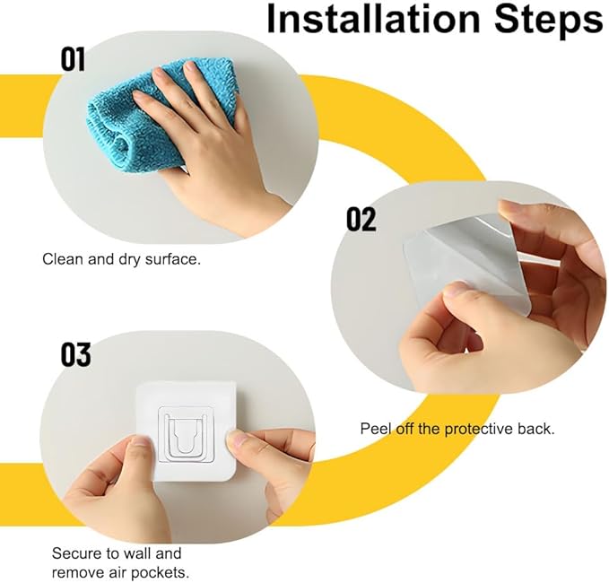 Koja 10 Pairs Snap Buckle Adhesive Stick-on Hooks for Power Strips, Remote Controls, Framed Photos and Wall Art for Bathroom, Shower, Outdoor, Kitchen, Home Improvement, Utility Room