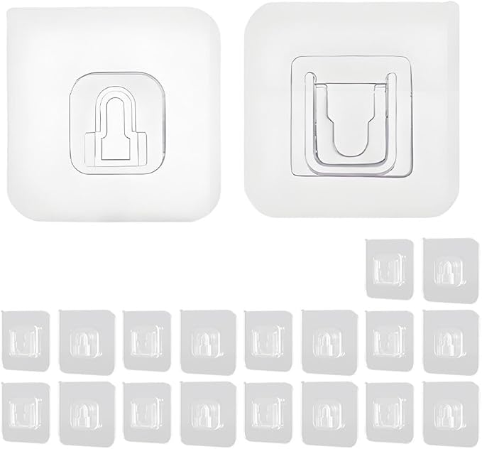 Koja 10 Pairs Snap Buckle Adhesive Stick-on Hooks for Power Strips, Remote Controls, Framed Photos and Wall Art for Bathroom, Shower, Outdoor, Kitchen, Home Improvement, Utility Room