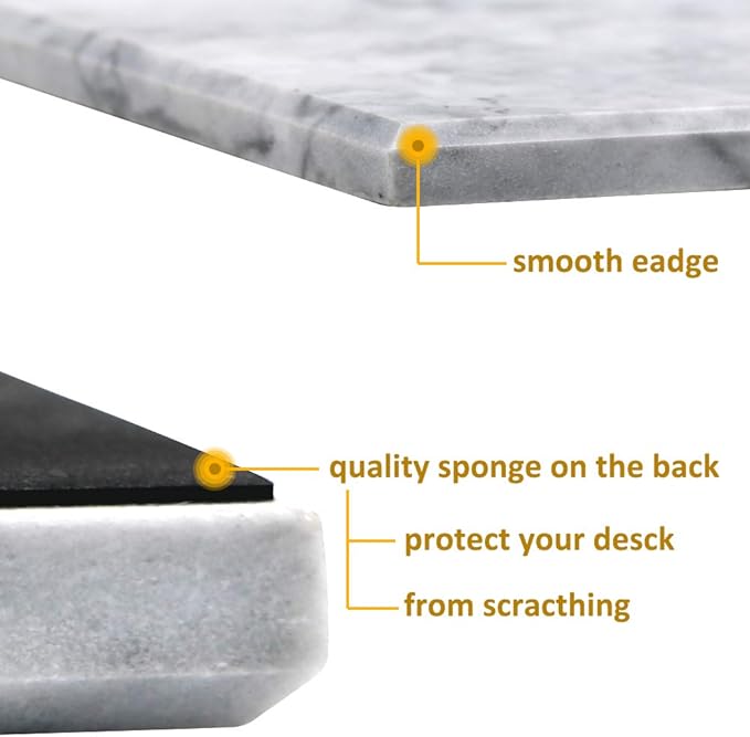 Rectangular Marble Vanity Tray for Counter, Bathroom, Dresser, Nightstand or Desk, 11-5/8" x 6-1/4"