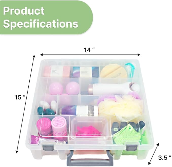 Best Kept Clear Plastic Storage Bin with Dividers | Multi - Use Container for Bathroom Counter, Kitchen, Pantry, Makeup & Beauty Essentials, 1 Pack