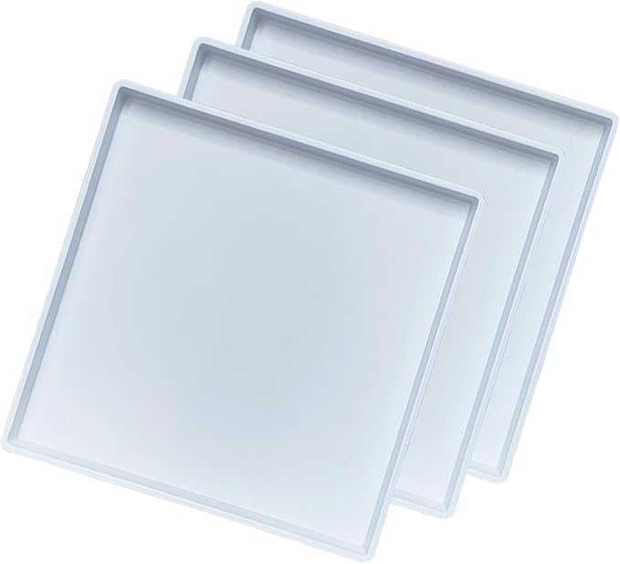 Small Square Tray (9 inch) 3 Pack, Durable White Tray for Desserts & Organization, Lightweight for Coffee, Drinks, Party, Seasoning, Perfume and Display.