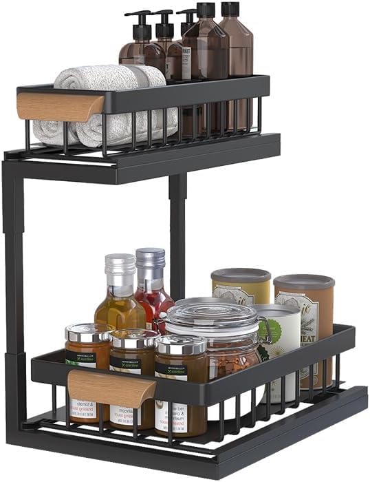 MARIE Under Sink Organizer and Storage,Pull Out Cabinet Organizer Slide Out Sink Shelf Cabinet Storage Shelves, Under Sink Storage for Kitchen Bathroom Cabinet