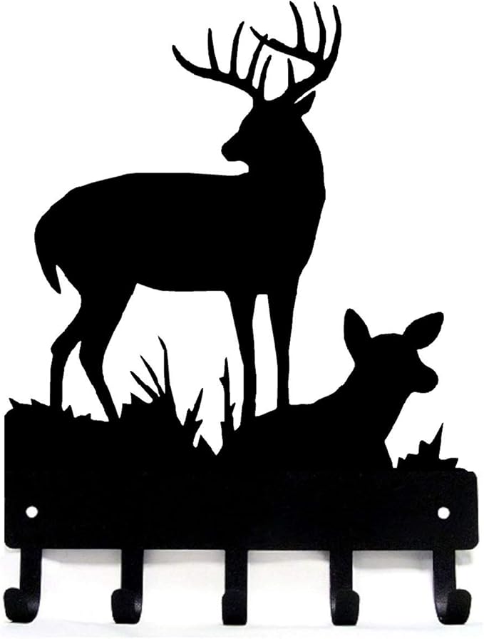 Deer Family #2 Key Rack Hanger - Large 9 inch Wide - Made in USA - Wall Mount
