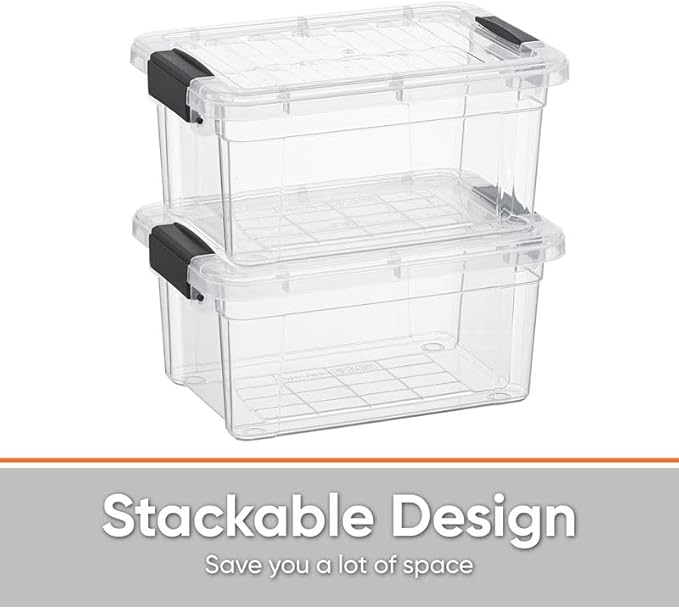 Superio Clear Storage Box with Lid, 3.5 Quart Plastic Container Bins for Organizing, Stackable Crates, BPA Free, Non Toxic, Odor Free, Organizers for Home, Office, School, and Dorm, 18 Pack