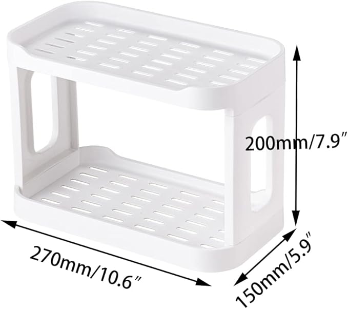 2-Tier Desk Organizers & Dispensers，Mail Holder for Office Desk Organization，Kitchen Spice Rack or Bathroom Countertop Organizer, Gift for Teachers, Classmates, and Friends,White