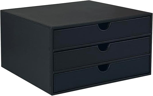 UnionBasic Document Organizer, 3-Drawer File Cabinet Document Storage Box, Office Desktop Filing Organizer, Black