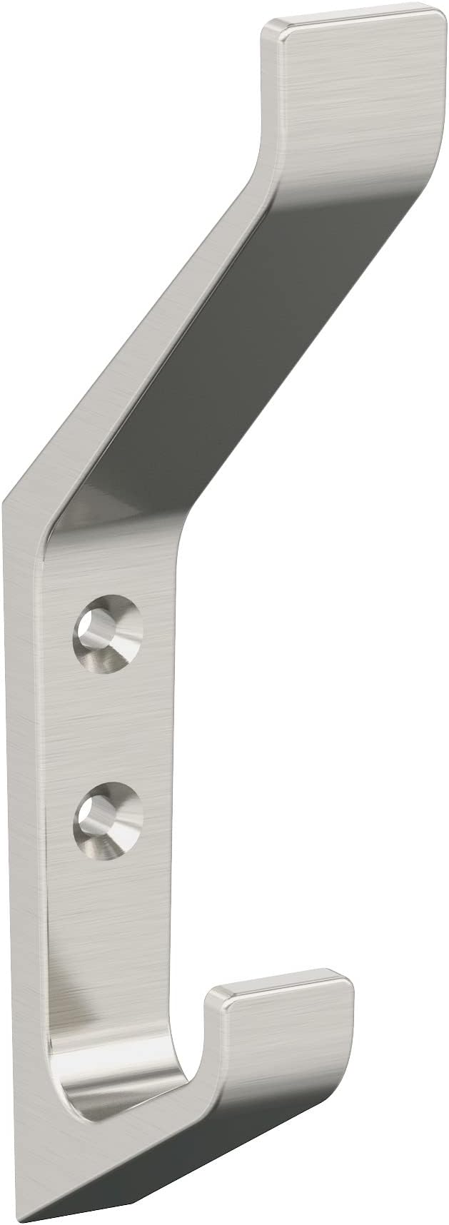Amerock H37003G10 | Emerge Double Prong Decorative Wall Hook | Satin Nickel Hook for Coats, Hats, Backpacks, Bags | Hooks for Bathroom, Bedroom, Closet, Entryway, Laundry Room, Office
