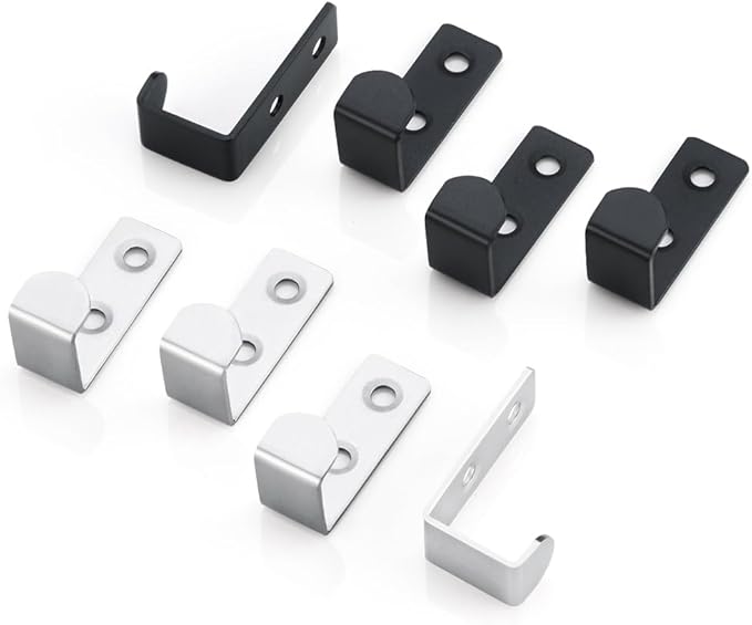 10 PCS Stainless Steel L Shaped Coat Hooks Wall Mounted Single Metal Robe Hook for Hanging Towel, Utility Hooks for Bags, Hat, Cap, Scarf, Cup. Silver.