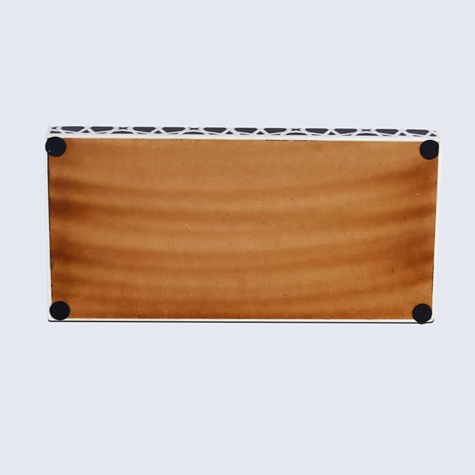 Handicrafts Home Large Decorative Storage Box with Lid – Black and White Coffee Table Storage Box, Decorative Remote Control Holder, Keepsake Box for Living Room & Shelf Decor – Moroccan Zellij 12x6x2