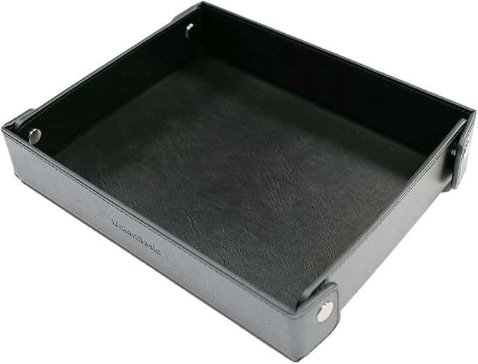 UnionBasic Medium Valet Tray, Jewelry Tray for Rings Watches Earrings, Entryway Catchall Caddy for Coins Keys Change, Nightstand Bedside Valet Holder, Trays for Electronic Gadgets, Black Plus