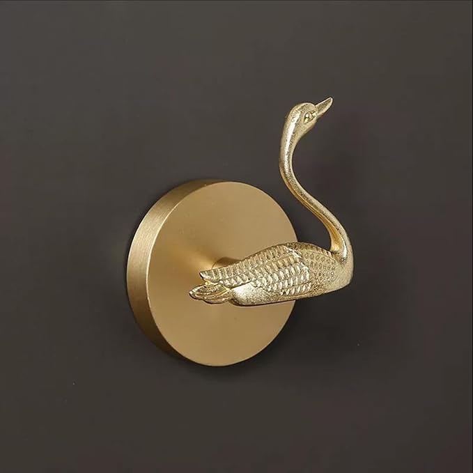 Brass Bird Coat Rack Robe Wall Hooks Hat Dragonfly Hanger for Bedroom Kitchen Various Shapes Animal Deer Decor Home Accessories (1, swan B)