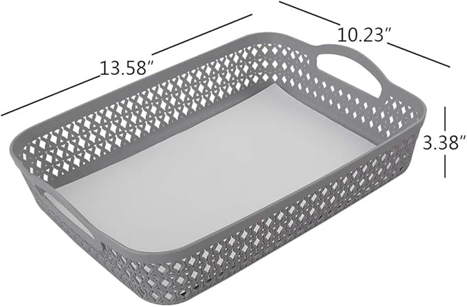 6 Packs Office Paper Tray, A4 Shallow Storage Basket Trays, Grey