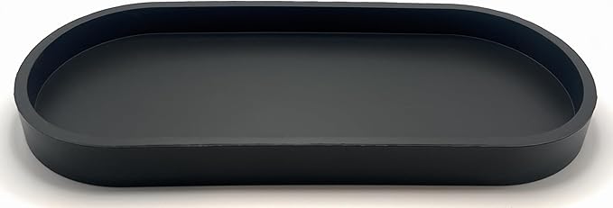 Happitasa Premium 12â x 5â Silicone Vanity Tray | Sink and Surface Organizer with Sturdy Non-Slip Base | Heat Safe, Dishwasher Safe (Black)