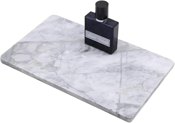 Rectangular Marble Vanity Tray for Counter, Bathroom, Dresser, Nightstand or Desk, 10-1/4" x 6-1/4"