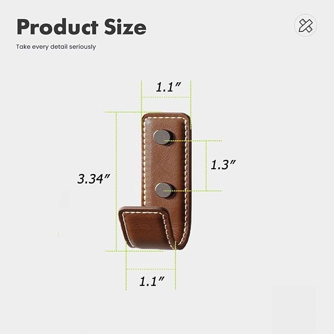 4 Pcs Leather Coat Hooks Wall Mount,Coat Hooks for Wall,Wall Hooks for Hanging Robe Towels Bags Hats Scarf Keys Clothes Suitable for Bedroom, Entryway and Closet (Brown)