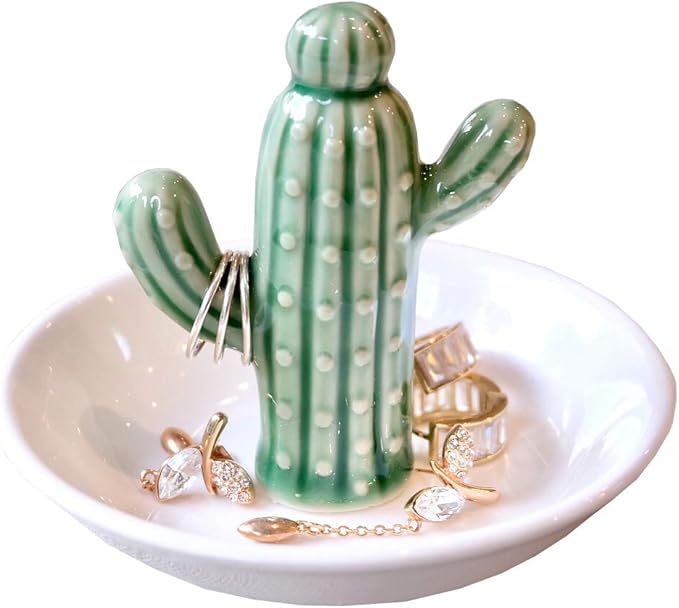 PUDDING CABIN Cactus Ring Holder Dish, Decorative Cactus Decor, Birthday & Christmas Gifts for Women & Girls