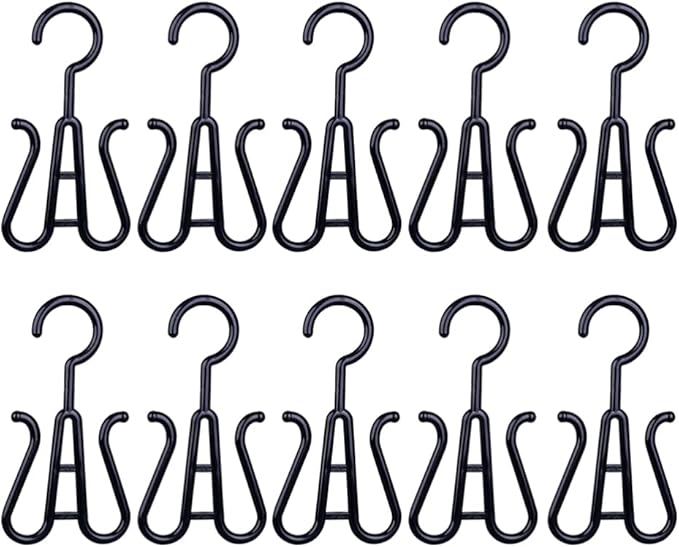 10Pcs Shoe Rack Shoes Hangers Drying Rack Towel Hook Double Hook Hanging Shoe Organizer for Home Kitchen Storage Black