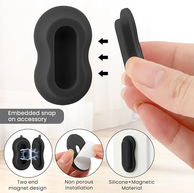 6 Pack Magnetic Remote Control Holder Wall Mount, Silicone Magnetic Organizer Storage Wall Holder No Drill Self-Adhesive for TV, Fan & Air Conditioner Remotes(Color:Black)