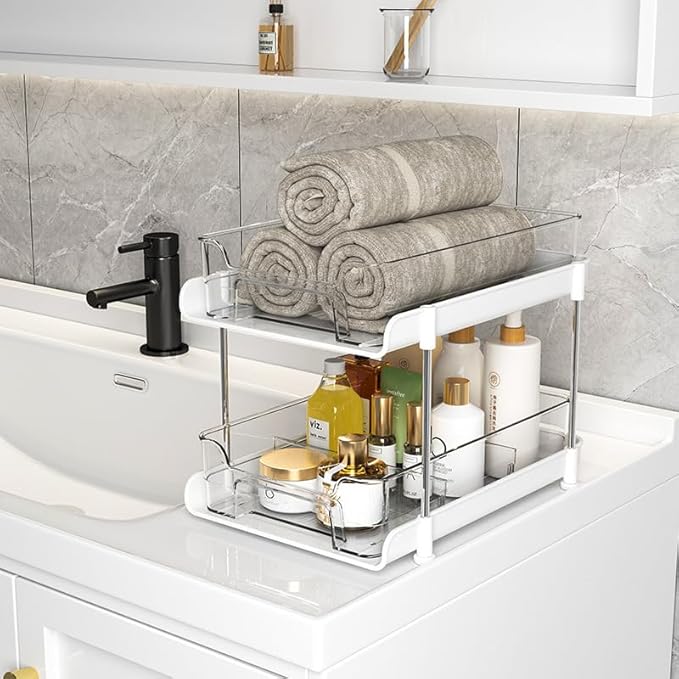 2-Tier Closet organizers and storage,Bathroom organizers and storage,drawer organizer,2-Tier Multi-Purpose Bathroom,Stackable Kitchen Organizer,Under Sink Organizer Storage,Pantry organizer