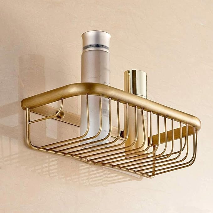 All Copper Antique Bathroom Shelf Rack Storage Box Shower Shampoo Soap Cosmetic