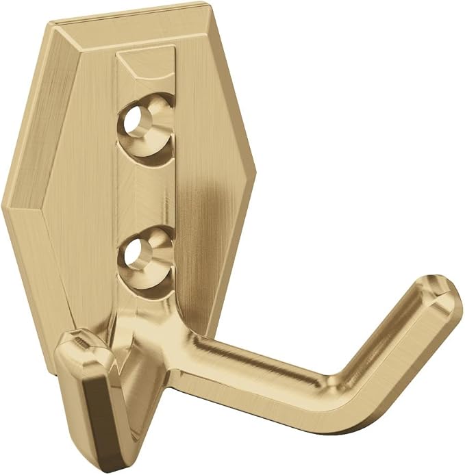 Amerock H37008CZ | Benton Double Prong Decorative Wall Hook | Champagne Bronze Hook for Coats, Hats, Backpacks, Bags | Hooks for Bathroom, Bedroom, Closet, Entryway, Laundry Room, Office