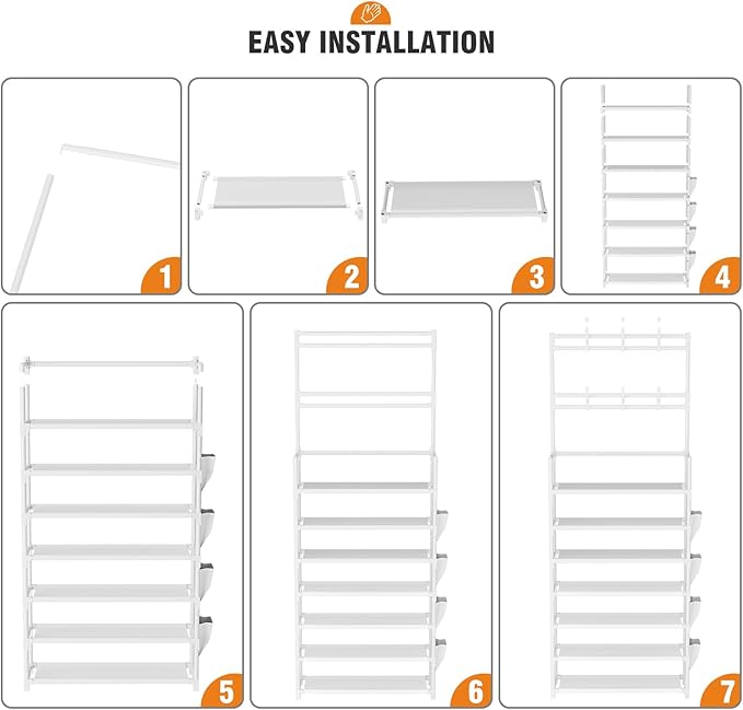 Shoe Rack 7 Tier Shoe Organizer Storage 21-28 Pairs Closet Shoes Rack for Front Door Entrance Shoe Rack Organizer with Hooks Side Pocket Entryway Large Capacity Shoe Shelf Tower Garage