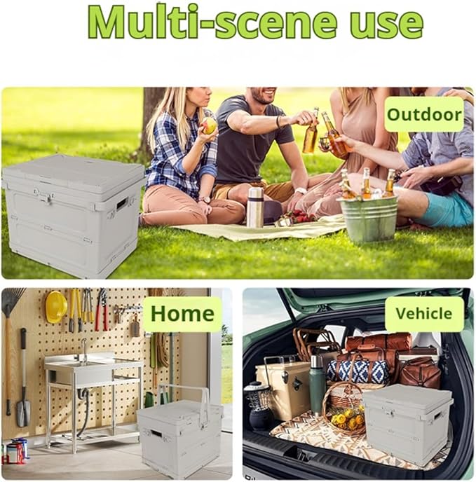 2-in-1 Foldable Storage Box & Table | Collapsible Organizer for Home, Camping & Markets ABS+PP Composite | DIY Stickers Included
