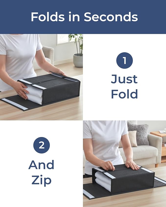 2 Pack Sheet Organizers - Foldable Storage Sheets Set Organizer for Linen Closet - King & Queen Size - Folder Keeper with Window XL - Blanket, Duvet & Pillowcases Dustproof Bedding Container - Black