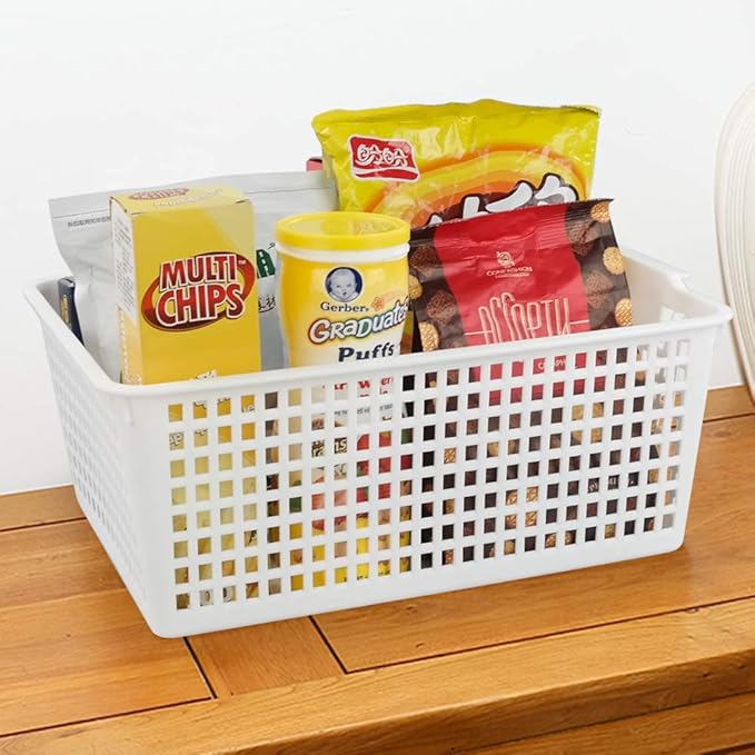 3-pack Plastic Organizer Bins, Large Storage Basket Bins