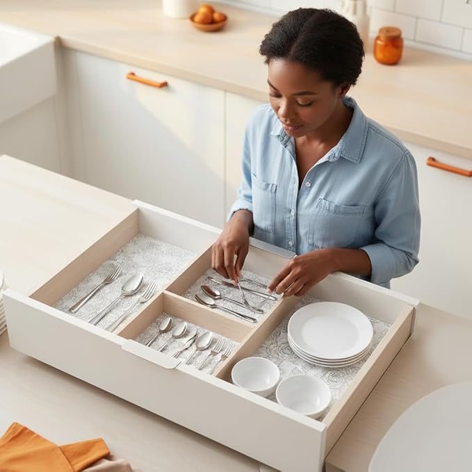 Coavas Extra Grip Thickened Shelf and Drawer Liner - Non-Adhesive Non-Slip Waterproof Mats for Kitchen Cabinets, Drawers, Shelves, Dresser & Cupboard, Easy Cut DIY (White, 24IN X 20 FT)