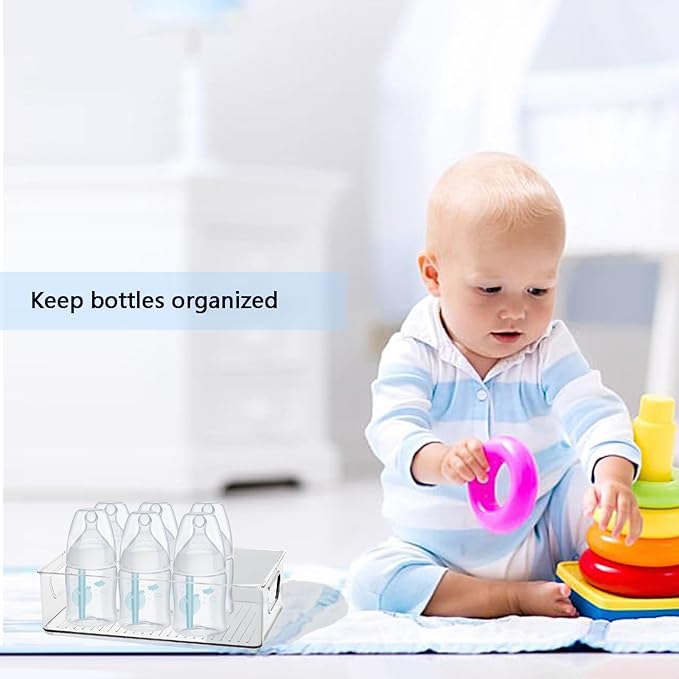 Baby Bottle Organizer, Plastic Storage Center for Baby Bottles and Food Jars, Portable Nursery Storage Plastic Baby Organizer, Convenient Storage Center for Kitchen Cabinet, Refrigerator & Countertop