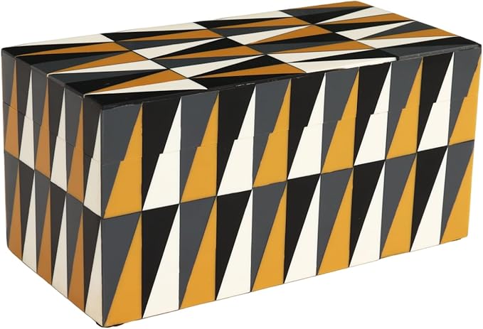 Handicrafts Home Large Decorative Storage Box with Lid – Black and White Keepsake Storage Box, Decorative Jewelry & Memory Box for Coffee Table, Shelf & Bedroom Decor – Puzzle Guild 10 x 5 x 5