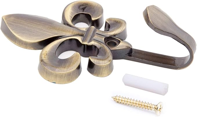 Bathroom Towel Hooks, Decorative Wall Hooks Coat Hooks Heavy Duty Metal Hooks Wall Mounted Hanging Hooks for Hanging Key Purse Robe Hat Scarf Belt Handbag Cup Mug 4 Pack (Bronze)