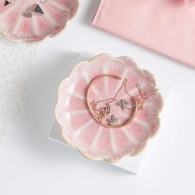 jewelry dish, flower shape ring dish, pink earring tray, cute jewelry holder, key bowl, flower pink
