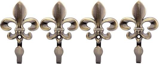 Bathroom Towel Hooks, Decorative Wall Hooks Coat Hooks Heavy Duty Metal Hooks Wall Mounted Hanging Hooks for Hanging Key Purse Robe Hat Scarf Belt Handbag Cup Mug 4 Pack (Bronze)