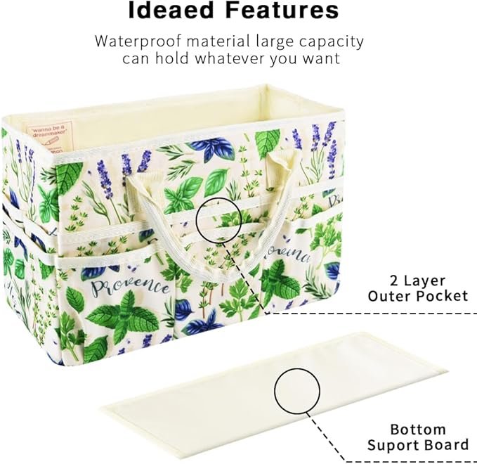 E-WEICHEN Craft Organizer Tote Bag Art Storage Caddy with Multiple Pockets Containers for Art,Craft,and Office Supplies Storage.Spearmint