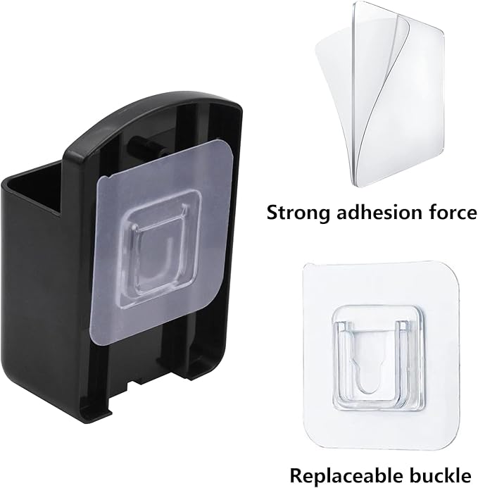 4 Pack Self Adhesive TV Air Conditioner Remote Control Holder Wall Mount Storage Box Organizer (Black)