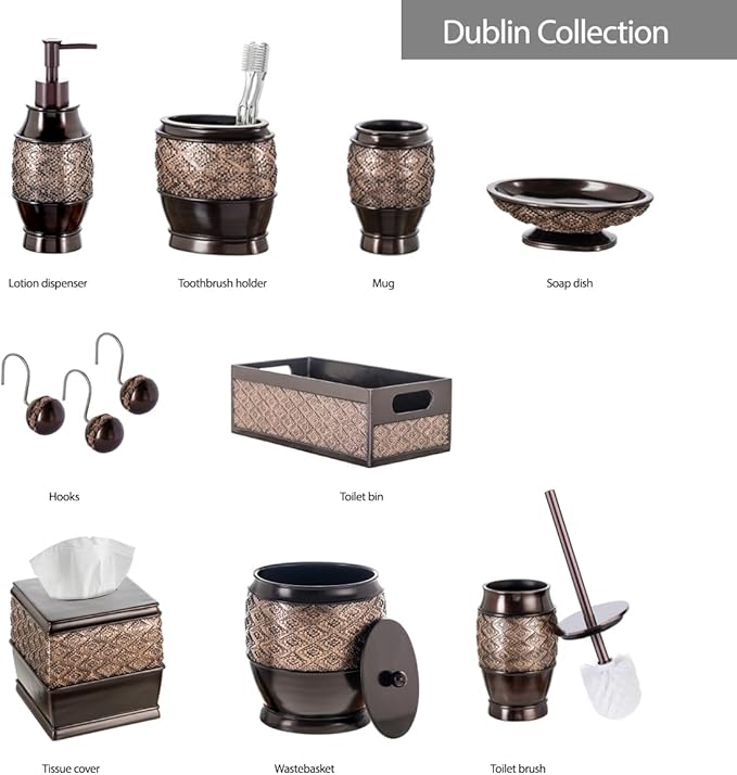 Creative Scents Dublin Brown Toothbrush Holders for Bathrooms Set of 2 - Bathroom Toothbrush Holder Set - Electric Tooth Brush and Toothpaste Organizer - Brown Bathroom Accessories Set Decor