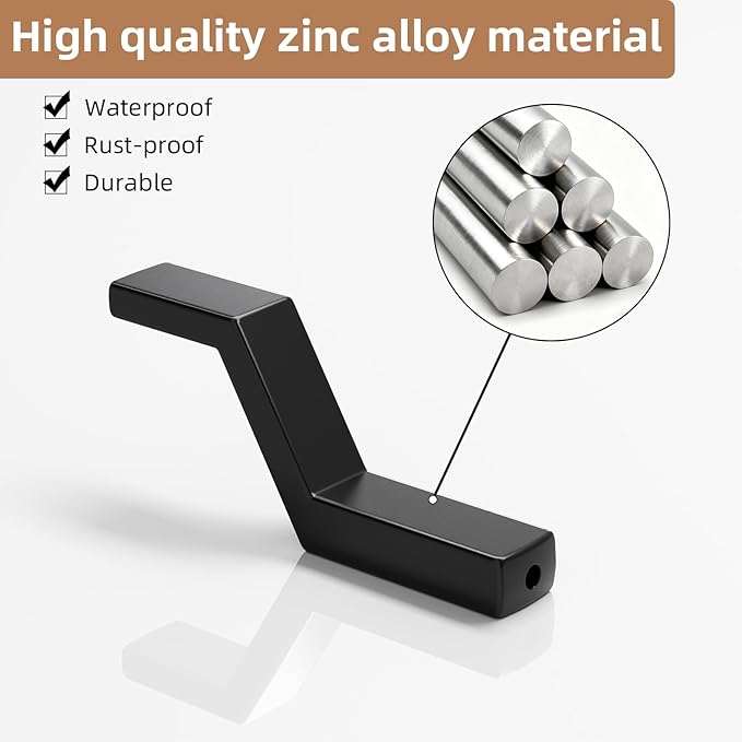 Heavy Duty Wall Hooks for Hanging, 40 lbs Single Coat Hooks & Towel Hooks Wall Mounted, Rust-Resistant Zinc Alloy Hooks for Bathroom, Mudroom, Door, Barn, Farmhouse (2, Black)