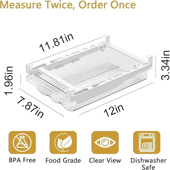 Egg Storage for Refrigerators,Egg Holder for Fridge,Pull Out with Handle,Eggs 18 Count Fit for Refrigerator Shelf Under 0.6 Inch,Easy to Install