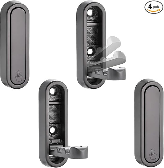 Folding Wall Hooks, 4pcs Foldable Coat Hooks, Heavy Duty Folding Hook for Hanging Coats Towel Hat Backpack, Gray