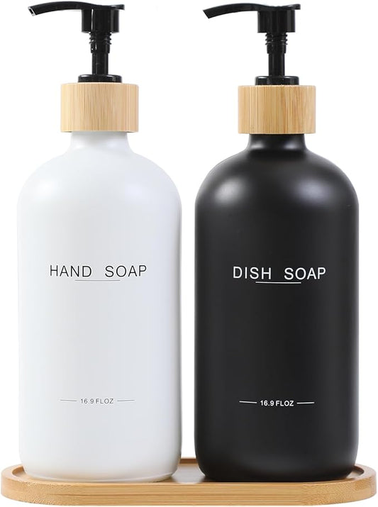 Black and White Soap Dispenser, Dish Soap Dispenser for Kitchen Decor(Black&White)