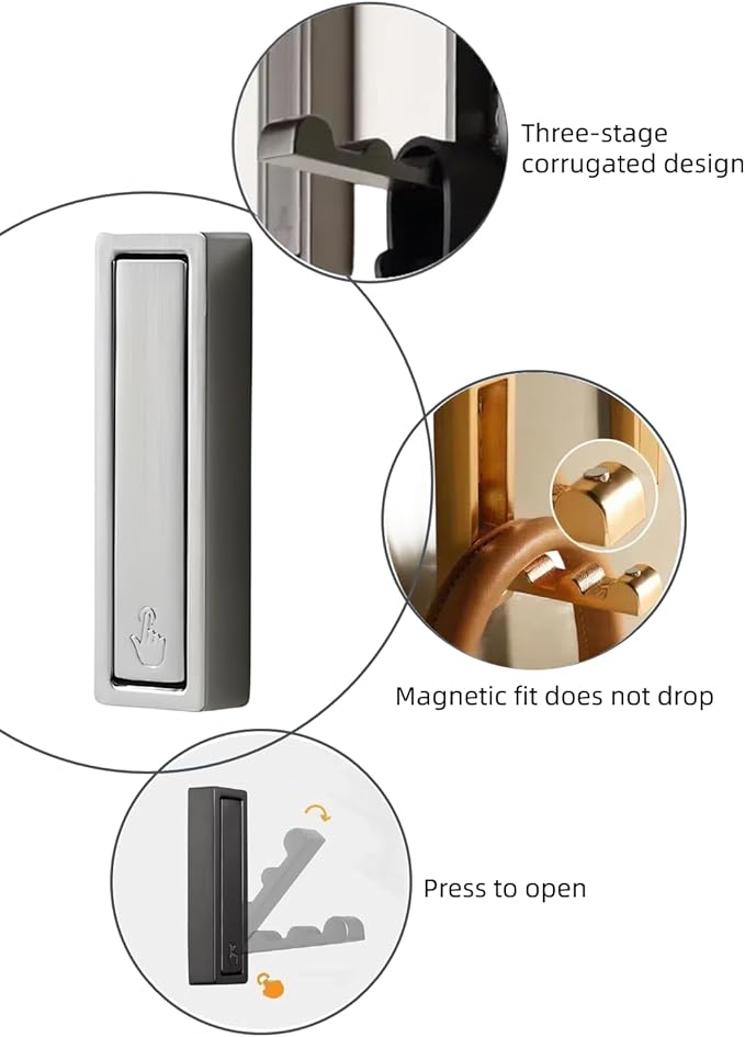 Wall Hooks, 5Pcs Folding Hook Zinc Alloy Coat Hooks Wall Mounted for Hanging Heavy Duty, Towel, Coats, Hanger, Bag, Hat, Backpacks, Earphone, Screws (Silver)
